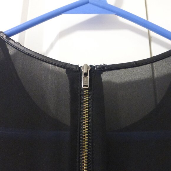 H&M black ruched sleeveless mini dress with faux leather trim - Picture 9 of 15